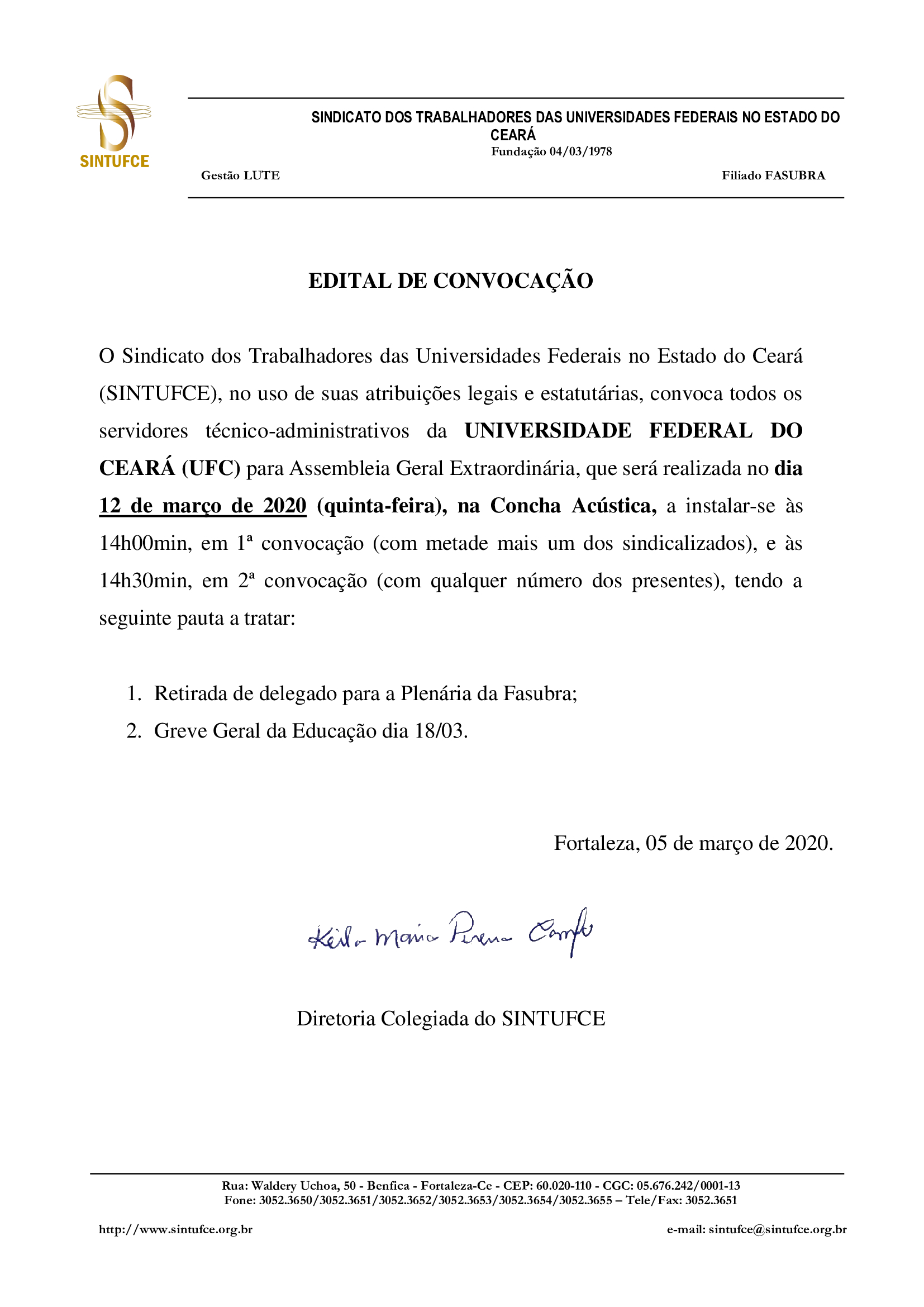 edital de convocacao UFC 13032020