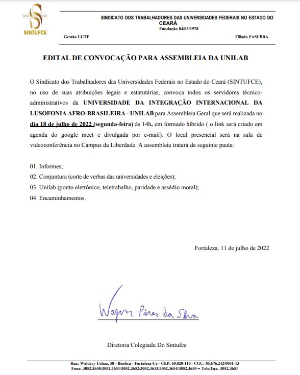 Edital Unilab