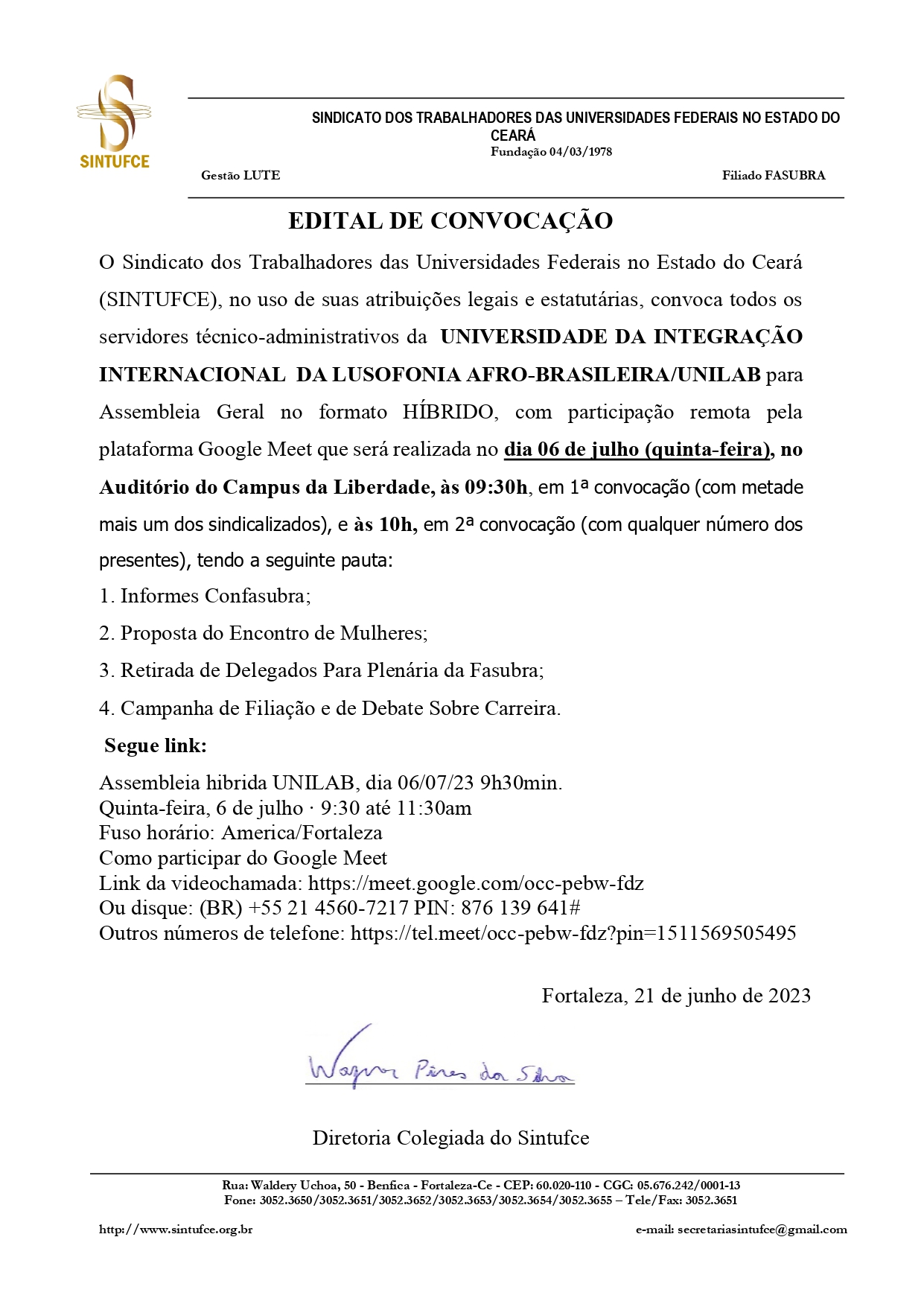 Edital AG Unilab 06 07 2023
